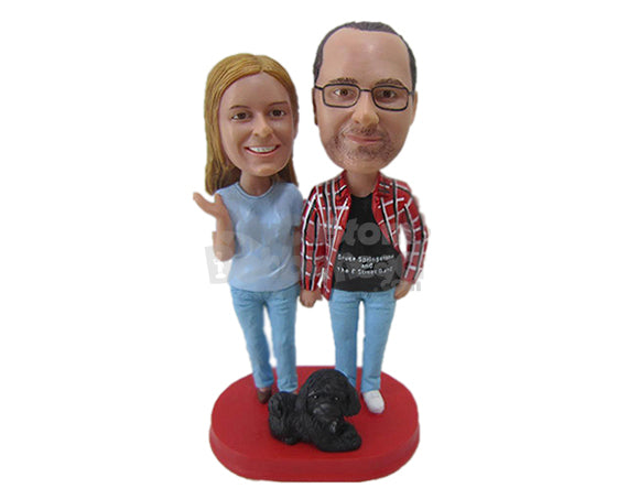 Custom Bobblehead Stylish Couple In T-Shirts And Fashion Jeans - Wedding & Couples Couple Personalized Bobblehead & Cake Topper Custom Bobblehead Stylish Couple In T-Shirts And Fashion Jeans - Wedding & Couples Couple Personalized Bobblehead & Cake Topper